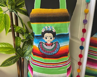 Beautiful Embroidered Zarape Fabric Chore Aprons - Artisanal Aprons