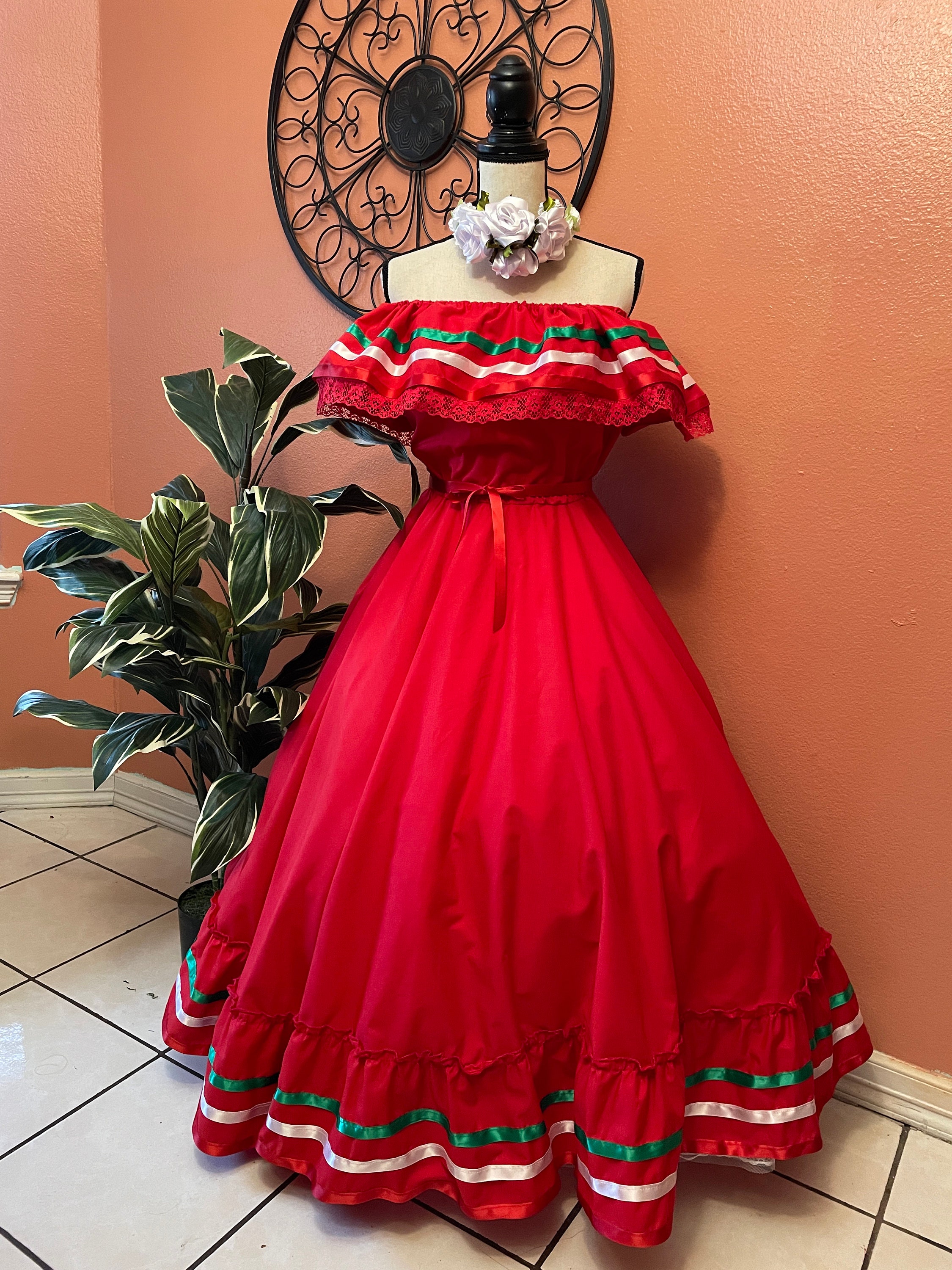Folklorico Dress Red - Etsy Folklorico Dress Red - Etsy