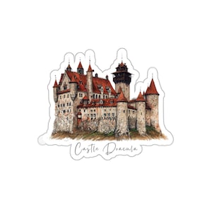 Dracula kiss-Cut Stickers, Bram Stoker Vampire Castle Gothic Literature Stocking Stuffer