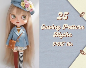 Bundel van 25 naaipatronen voor Blythe-poppen, OB22, OB24, BJD, Pullip en meer - Downloadbare PDF-bestanden Taal Engels B