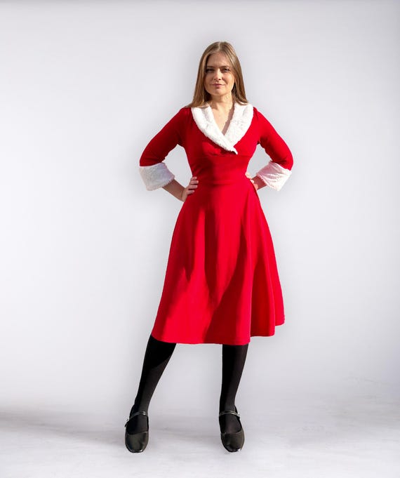 Red Christmas Dress Women Christmas Outfit Xmas Dresses Mrs Santa Clau  Costume Red Holiday Dress Christmas Party Dress - Etsy