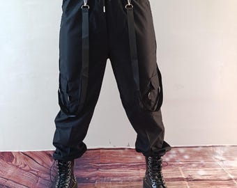 Pantaloni cargo larghi neri: pantaloni streetwear da donna