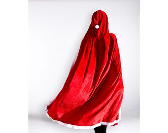 Mantello rosso di Natale: costume da Babbo Natale con collo di pelliccia