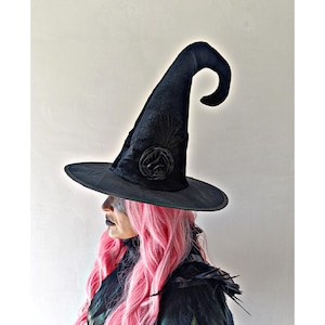 Black Witch Hat with Large Brim - Halloween Costume Accessory