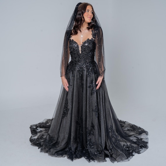 Black Lace Wedding Dress: Gothic Bridal Gown, Prom Dress - Etsy Australia