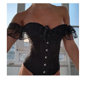 Plus Size Gothic Corset: Lace-Up Boned Overbust Steampunk Clothing