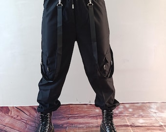 Black Baggy Cargo Pants: Women's Utility Trousers with Pockets