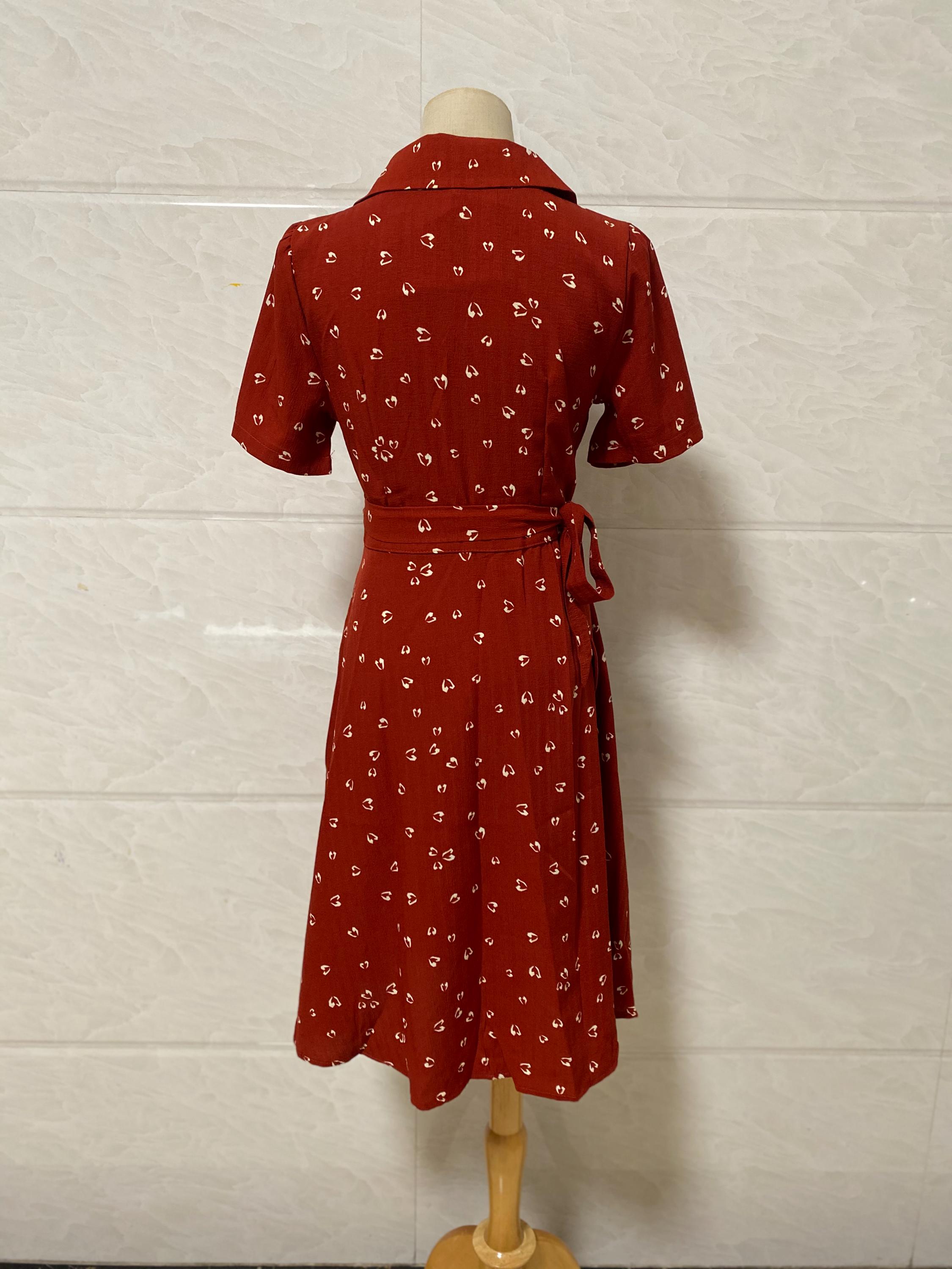 red floral wrap midi dress Red Floral Wrap Midi Dress