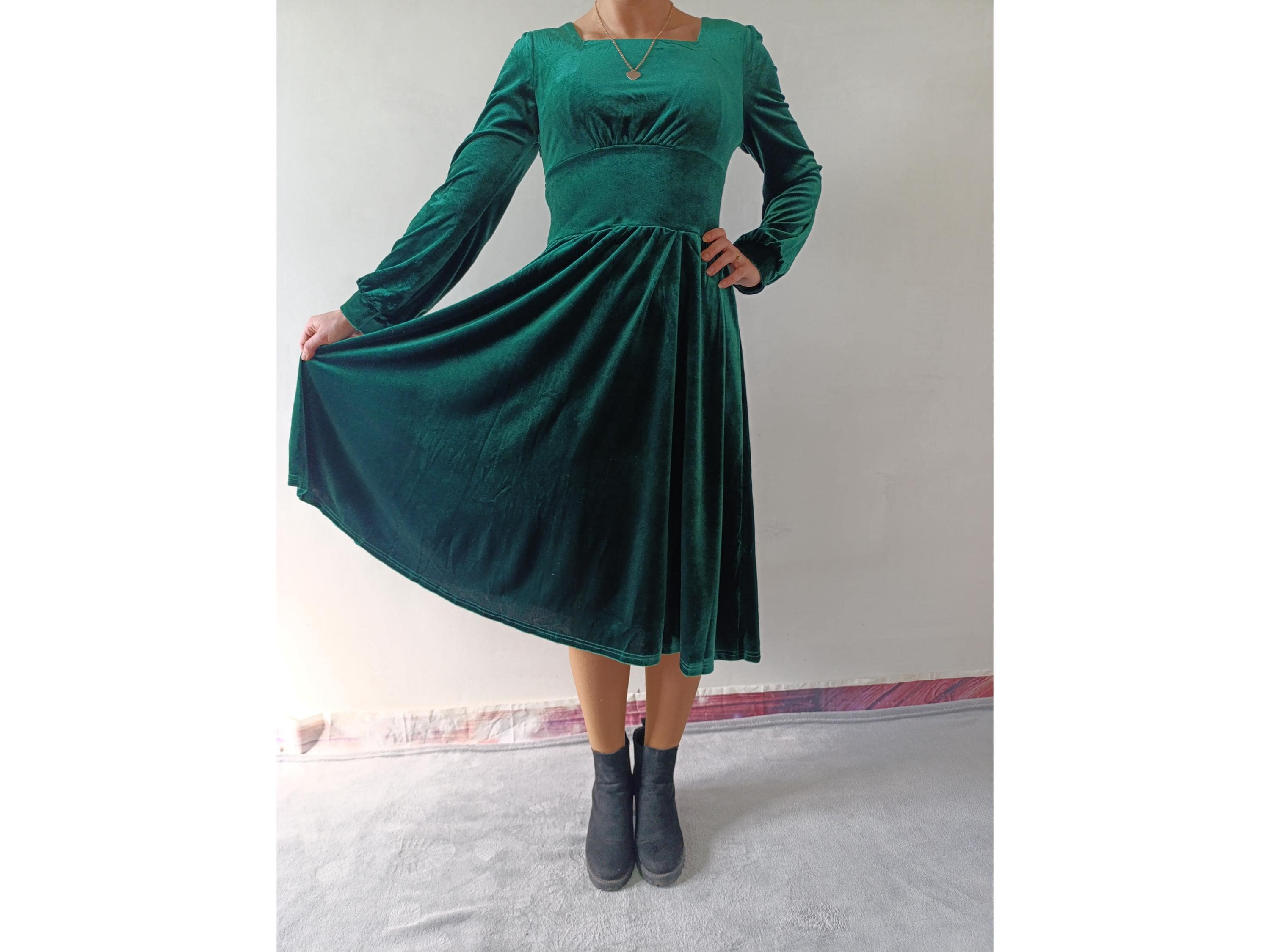 green emerald velvet dress Louche Celie Zebra Devore Feather Trimmed Mini Dress Green