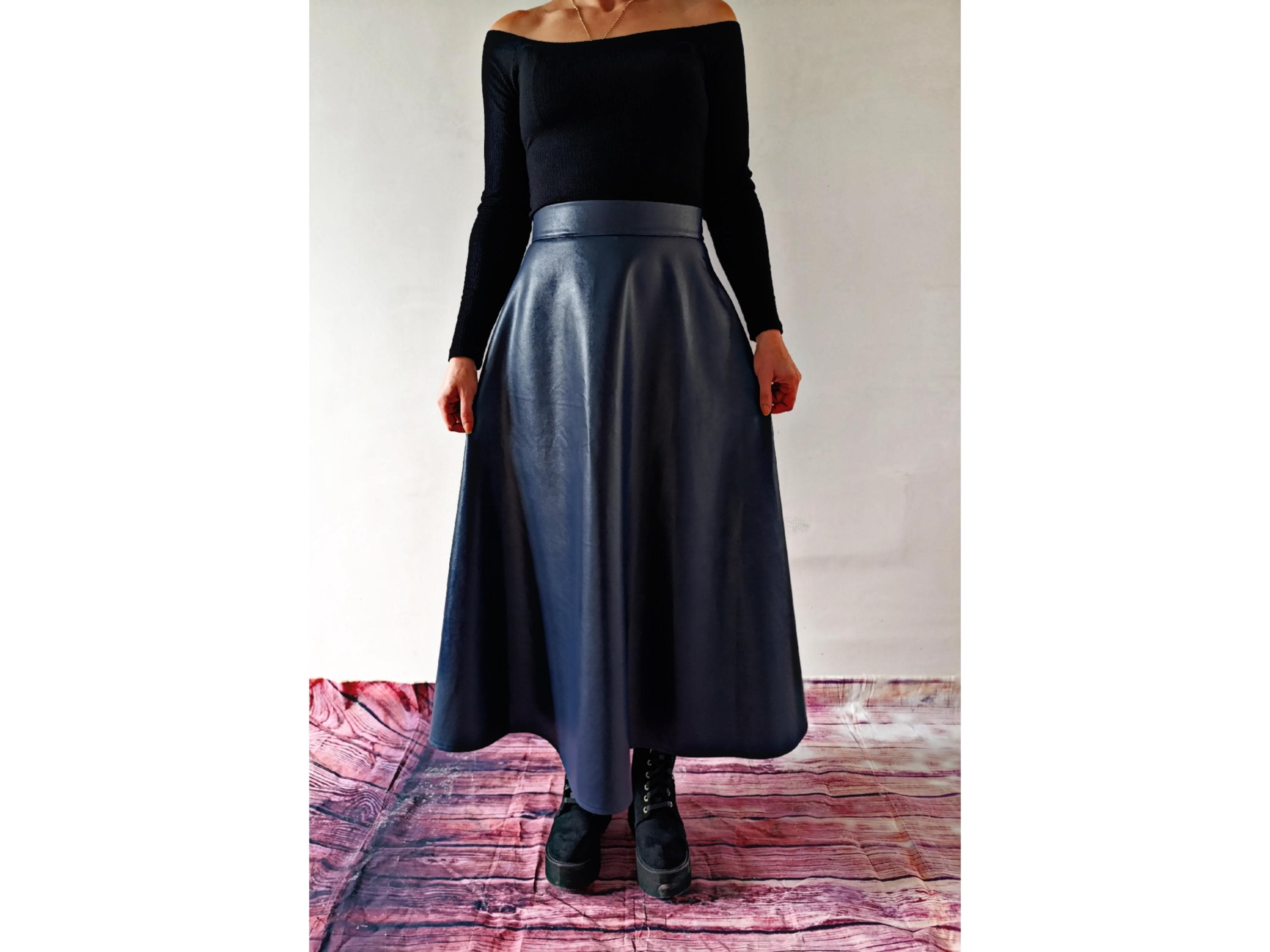 Blue Faux Leather Dress - Etsy UK
