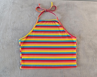 Haltertop met regenboogkleuren: Boho Pride-festivalkleding