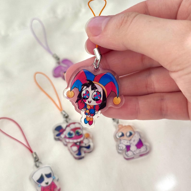 The Amazing Digital Circus Phone Charms | 1.5in Epoxy Charm | TADC Pomni, Jax Pomni Charm
