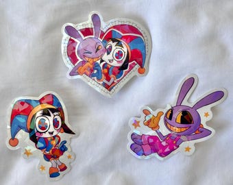 The Amazing Digital Circus Holographic Stickers | Pomni, Jax, FunnyBunny