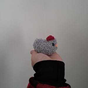 Crochet Fluffy Chicken Keychain Plushie Amigurumi Handmade Stuffed Animal