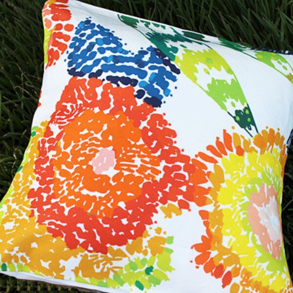 Orange Wildflower Colorful Pillow 16x16