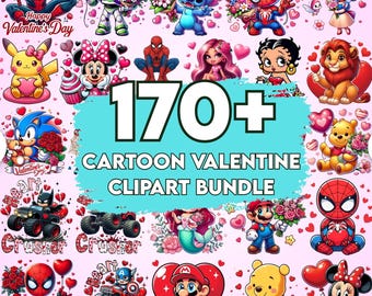 Valentine Superhero Clipart Bundle PNG | Cartoon Hero Love Graphics | Kids Valentine Printable | Digital Download