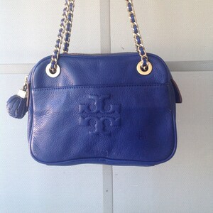 Tory Burch Cobalt Blue Leather Chain Bag With Tassel Detail - Etsy