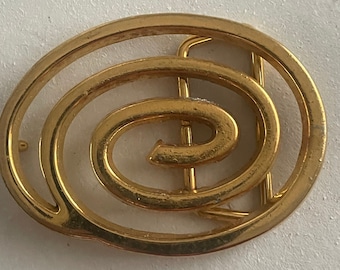 1970 Large Swirl Gold Metal Color Belt Buckle