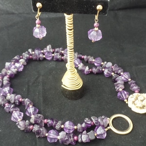 Vintage Kenneth Jay Lane for Avon Amethyst Beads Necklace and Earrings