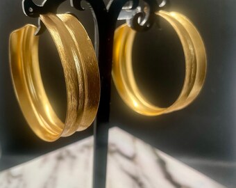 XL Textured Matte Gold Hoop Earrings