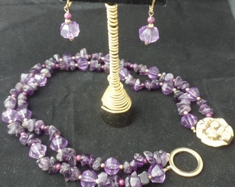 Vintage Kenneth Jay Lane for Avon Amethyst Beads Necklace and Earrings