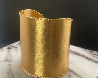 Large Textured Burnished Gold Cuff Bracelet