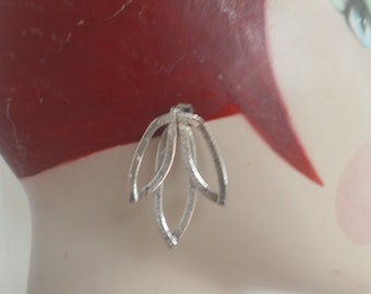 Vintage 925 Sterling Silver, Leaf Design Earrings, Pierced