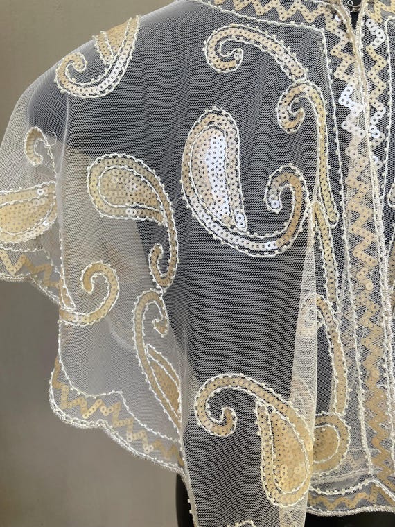 Gorgeous Sequin Caplet Removable Collar Gold and … - image 7