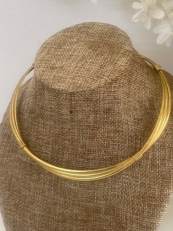 Vintage aged goldtone twisted open choker necklace Vintage 2-tone Silver & Gold Twisted Cable Choker / Collar  main image 4