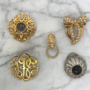 Vintage Circa 1970 Scarf Clips 5 Pieces