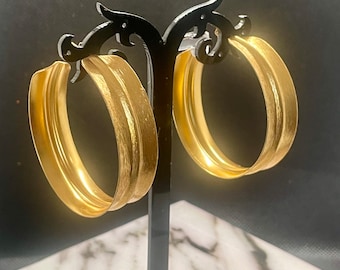 XL Textured Matte Gold Hoop Earrings