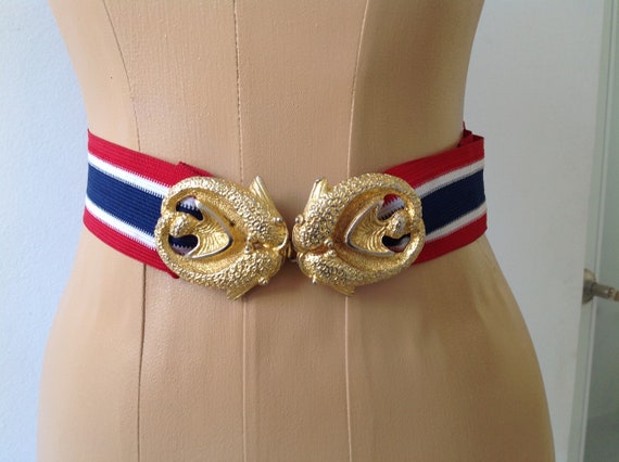 Vintage 1975 Mimi Di N, Gold Tone Double Koi Fish Belt 