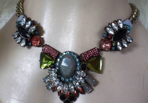 Vintage Ornate Crystal Necklace - image 2