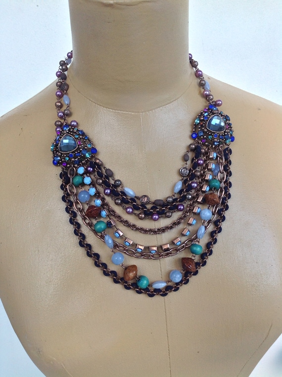 Colorful Multi Strand, Bejeweled Fantasy Necklace
