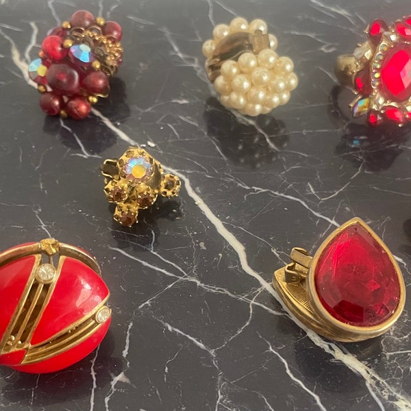 Vintage Jewelry Lot Clip Earrings and 1 Ring