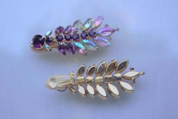 Vintage Lilac Rhinestones Drop Earrings - image 5