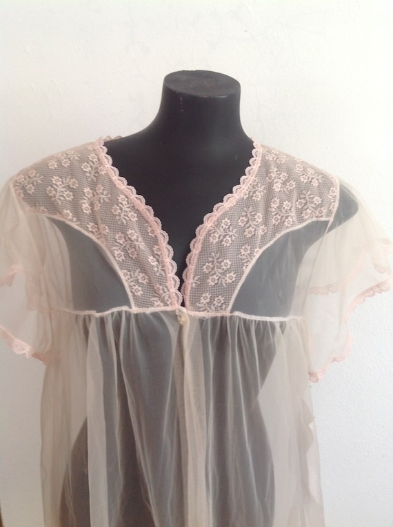 Vintage Pale Pink Short Nightgown Cover Up from E… - image 1