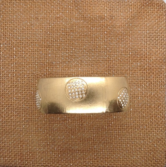 Vintage 2000 Monet Gold Tone Bangle with Clear Cr… - image 1