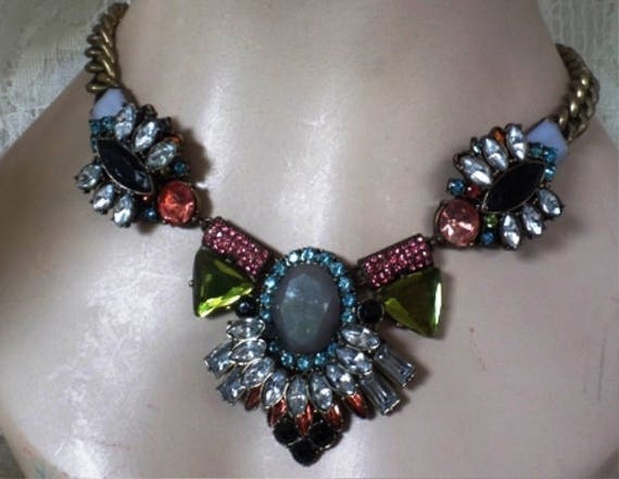 Vintage Ornate Crystal Necklace - image 1