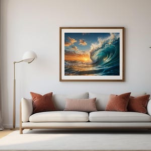 Ocean Wave at Sunset – Seascape Digital Artwork