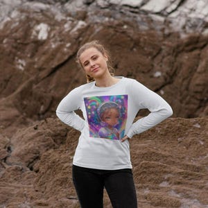 Damen Anime Grafik-Langarm-T-Shirt.  Lufti.