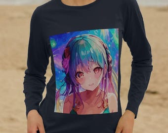 Aina Cosmic Anime Girl T-shirt à manches longues pour femme