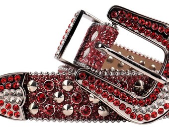 Red Rhinestone Western Belt – Glitter Cowgirl Belt With  display picture 1