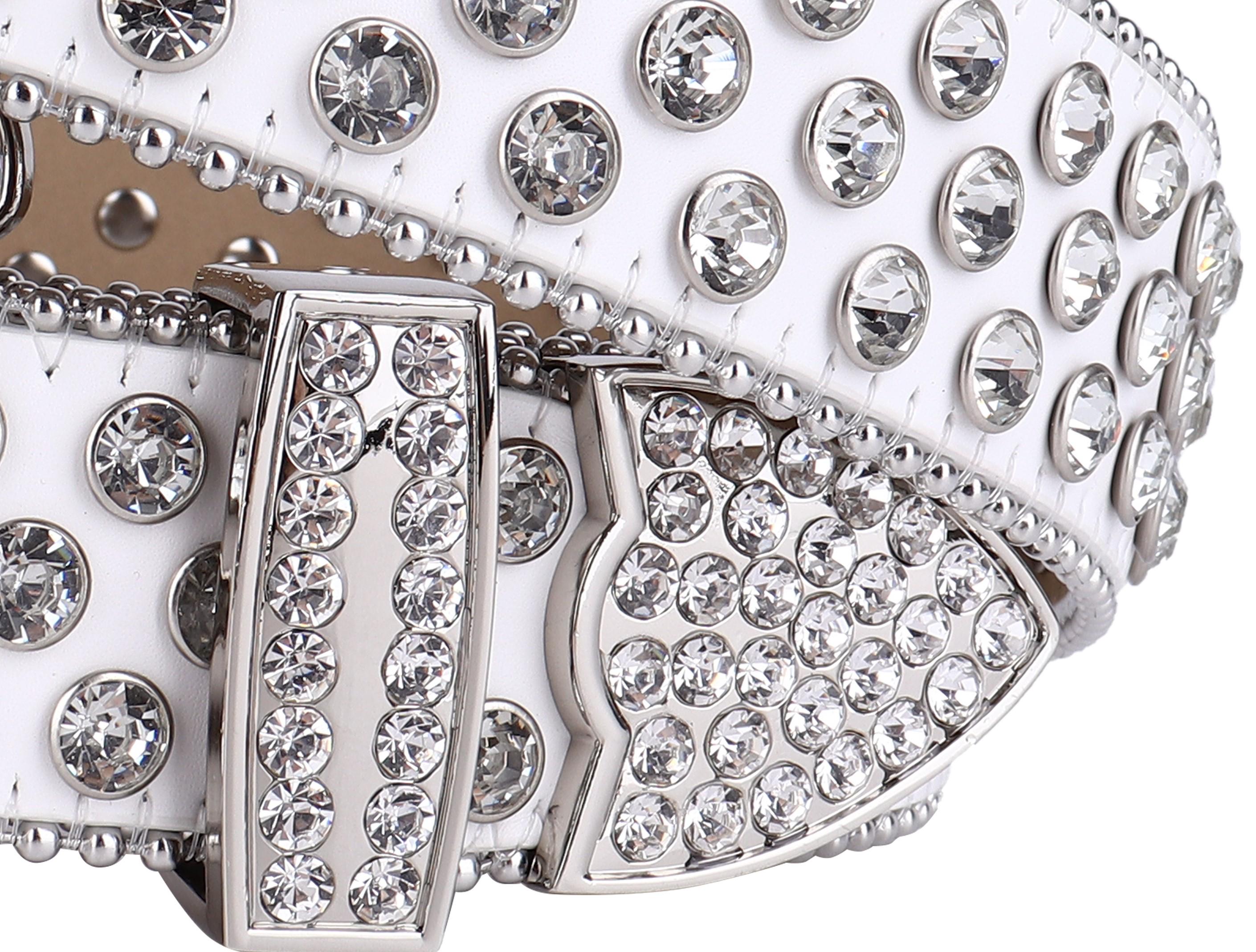 Western Rhinestone Belt – White Leather Cowgirl/cowboy  display picture 2