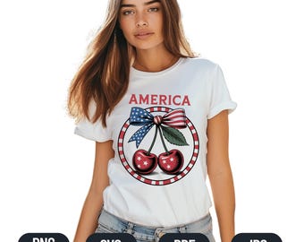 Festive July 4th Clipart Set: Cherries, USA Flag, and Independence Day Graphics,4th of July Sublimation Clipart, American Png,