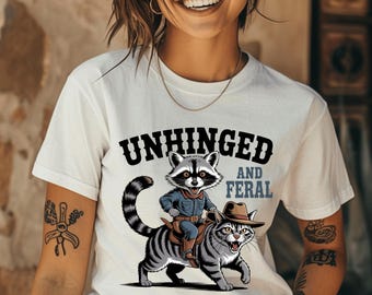 Unhinged And Feral Raccoon PNG, Funny Trash Panda Clip Art for T‑Shirts, Mugs, Sublimation & Wall Decor