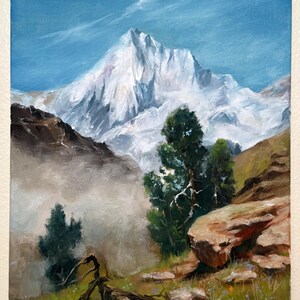 Mountains and Pines – Original Oil Painting | Snowy Landscape Art | 11x14 inch Canvas