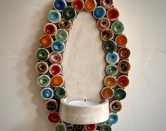 Portacandele da parete in ceramica fatto a mano