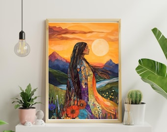 Pachamama Mother Earth, Sacred Feminine Goddess Art, Nature Print Poster