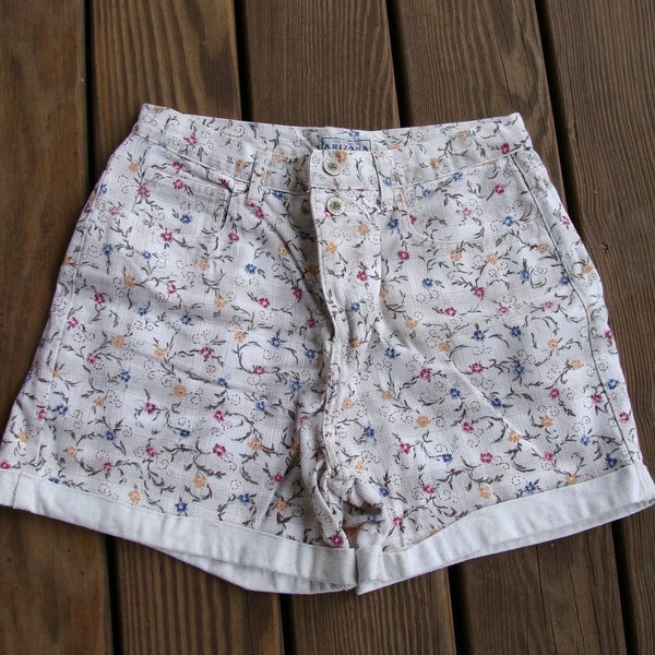 Vintage 1990s Arizona Flowered Denim Shorts - Size 13